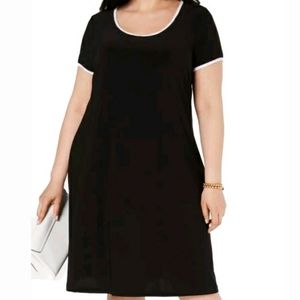 NWT 👗MSK womans scoop neck piped Tshirt dress